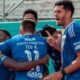 Jugadores de Emelec celebrando el gol ante Leones FC. Foto Emelec