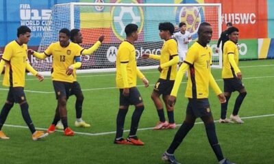 Jugadores de la Selección de Ecuador Sub15 en su partido con Kirguistán. Foto La Tri