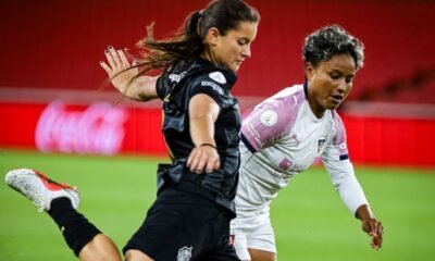 Jugadores de Guerreras Albas y Olimpia en la Copa Libertadores Femenina. Foto: Olimpia