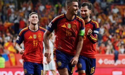 Rodri, de la Selección de España, celebrando su gol a República Checa. Foto Selección de España