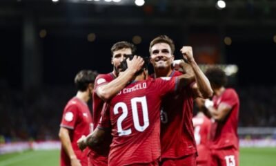 Los jugadores de Portugal celebran un gol en el triunfo ante Noruega. Foto: Portugal