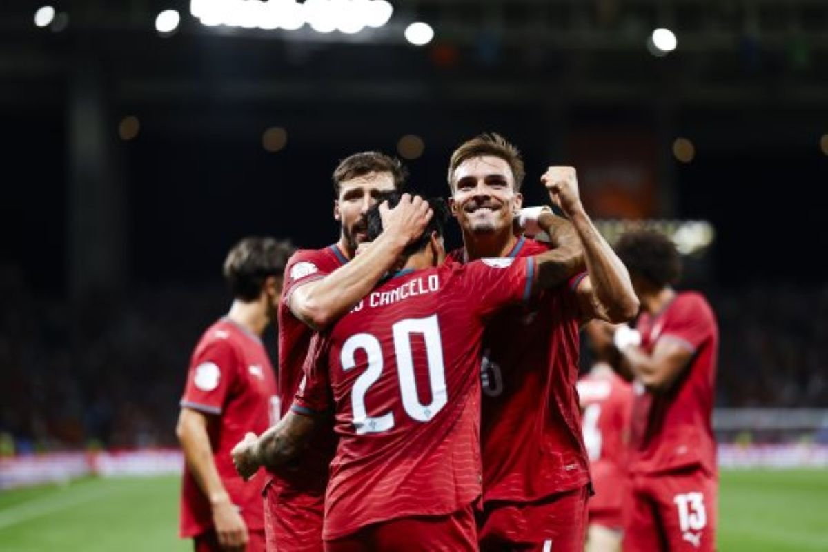 Los jugadores de Portugal celebran un gol en el triunfo ante Noruega. Foto: Portugal